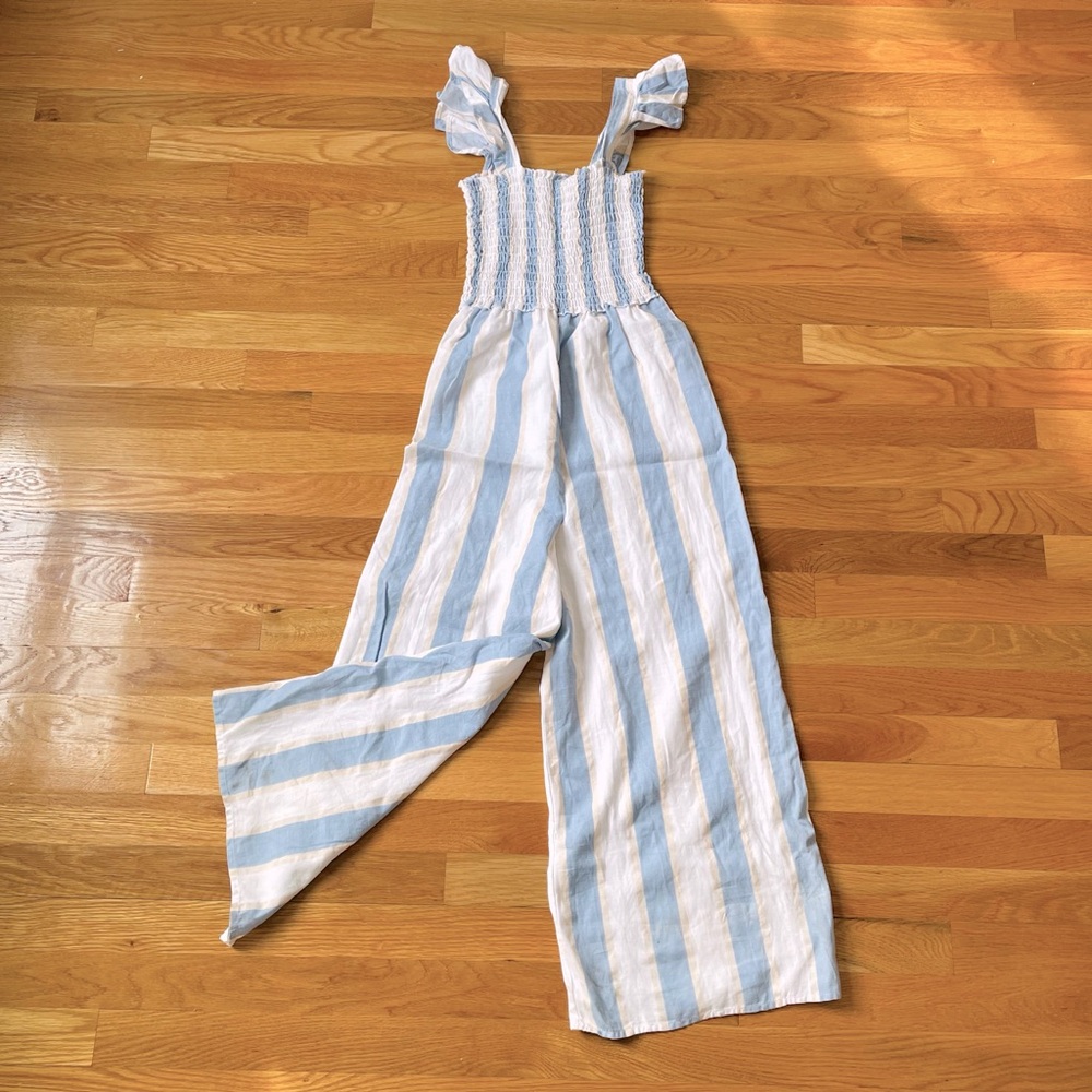 NWOT ASOS Ruffle Strap Striped Jumpsuit XS. MSRP $59 - Picture 2 of 11
